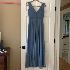 steel blue grey bridesmaid dresses Anderson Maxi Dress, in Steel Blue Luxe Satin, Size: 2XL | Show Me Your Mumu